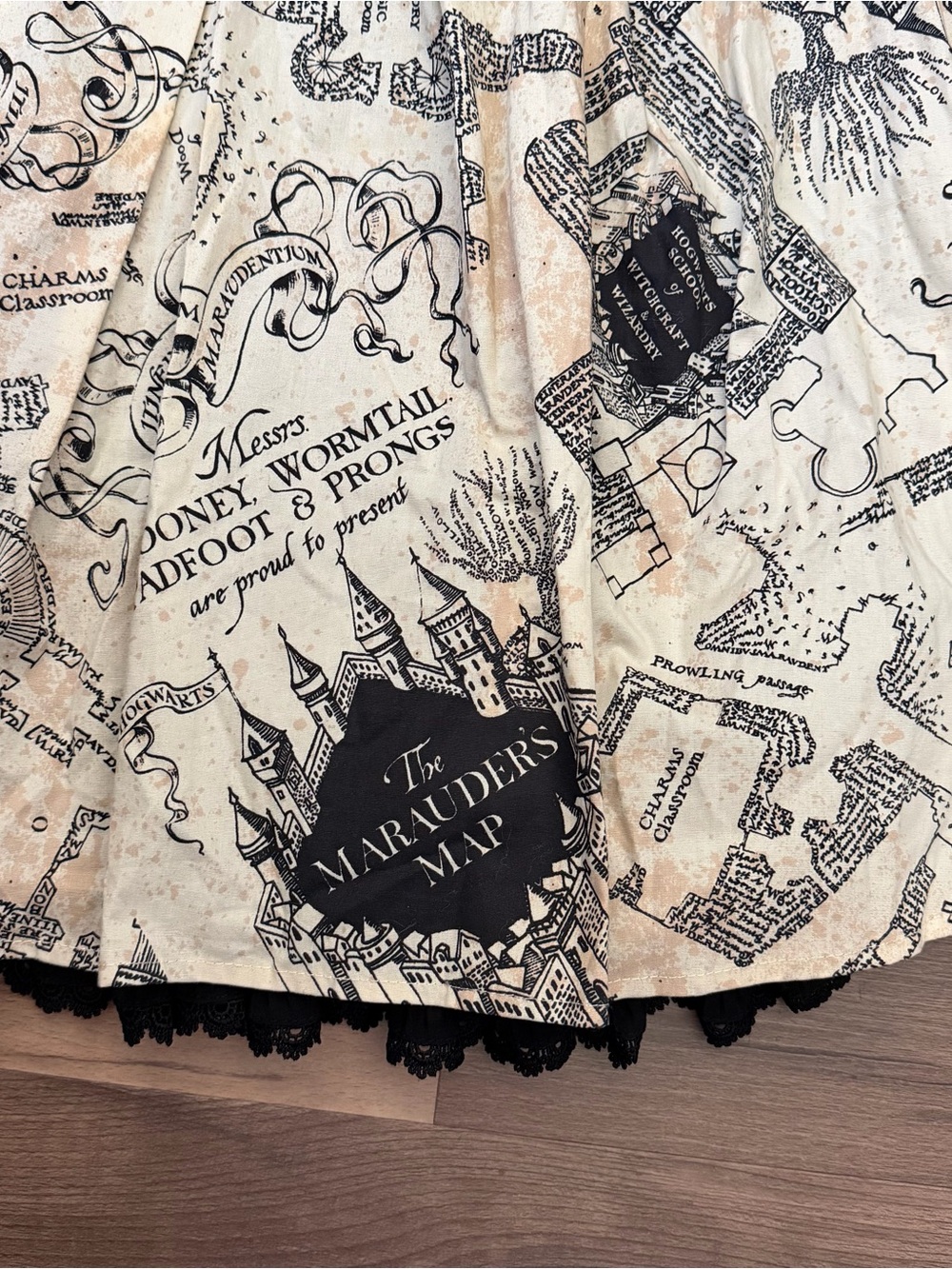 Harry Potter Marauder's Map Corset Back Square Neck Fit & Flare Dress Size M - Picture 5 of 16
